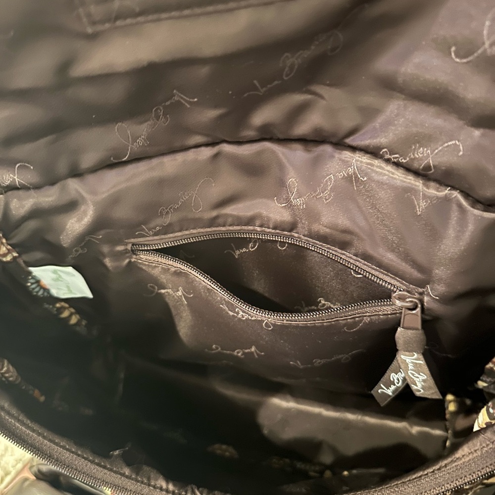 Vera Bradley Brown and Cream Floral Backpack Double Zip - Picture 6 of 6
